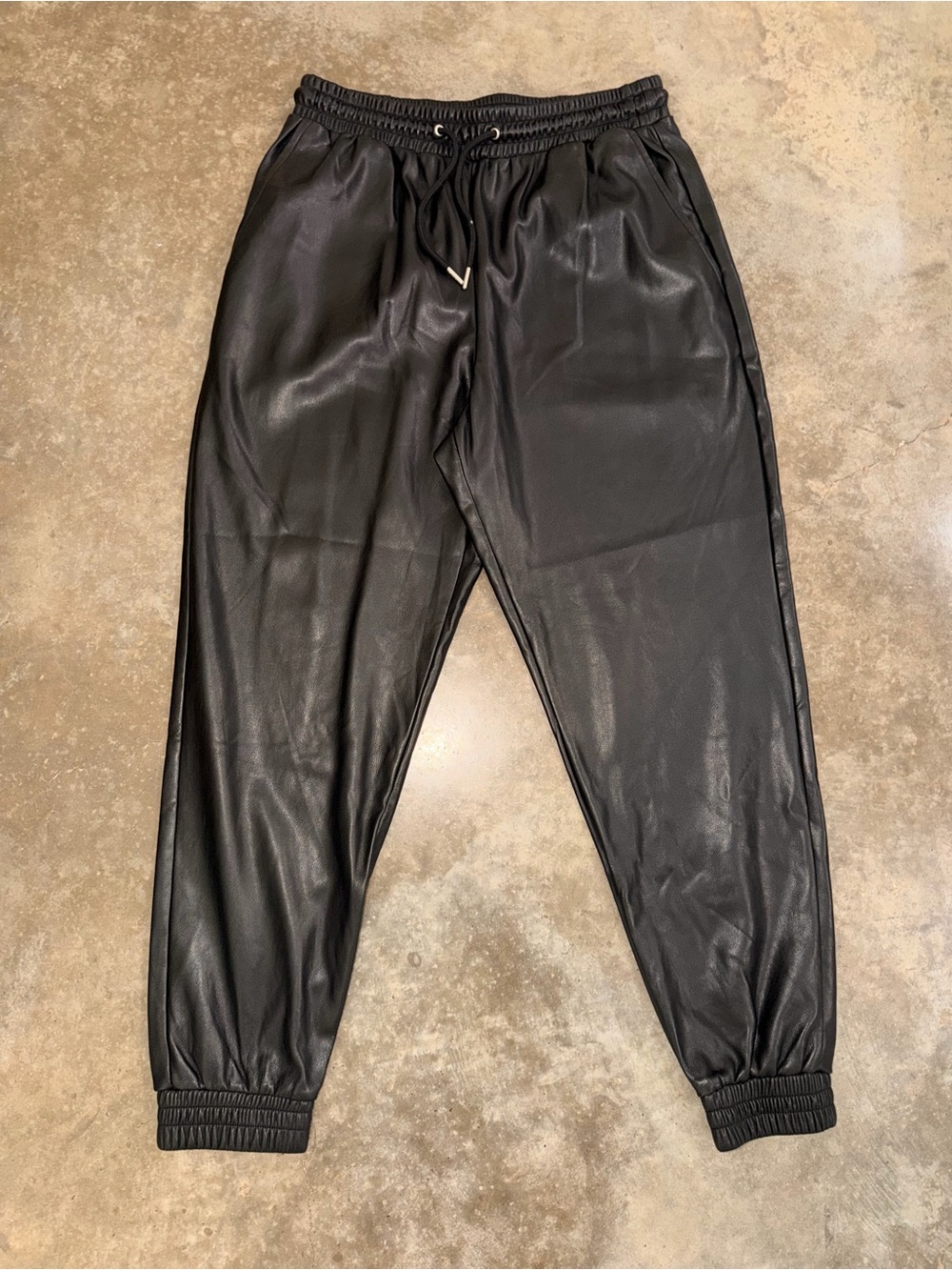 Bagatelle Collection Black Faux Leather Jogger Pants Vegan Leather M Edgy Casual